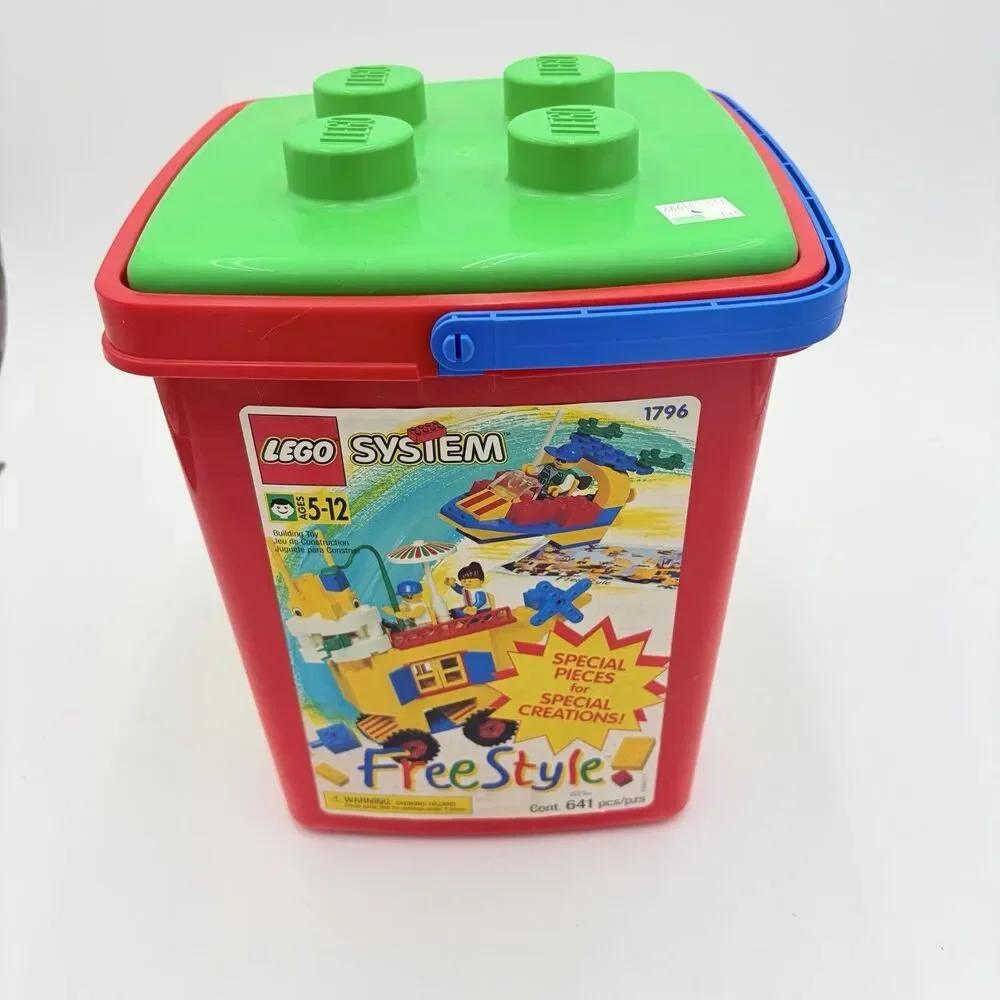 LEGO SYSTEM 1796 FREESTYLE Tub Lot 641 Pc Bucket Poster 3.44 Lbs